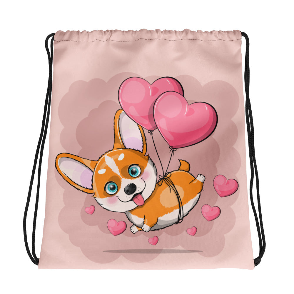 Flying Puppy Drawstring bag