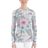 Light Grey Flowery Women's Rash Guard